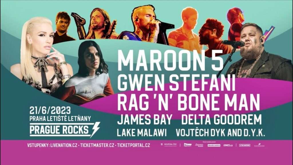 Prague Rocks : Maroon 5, Gwen Stefani, Rag´n´Bone Man & další